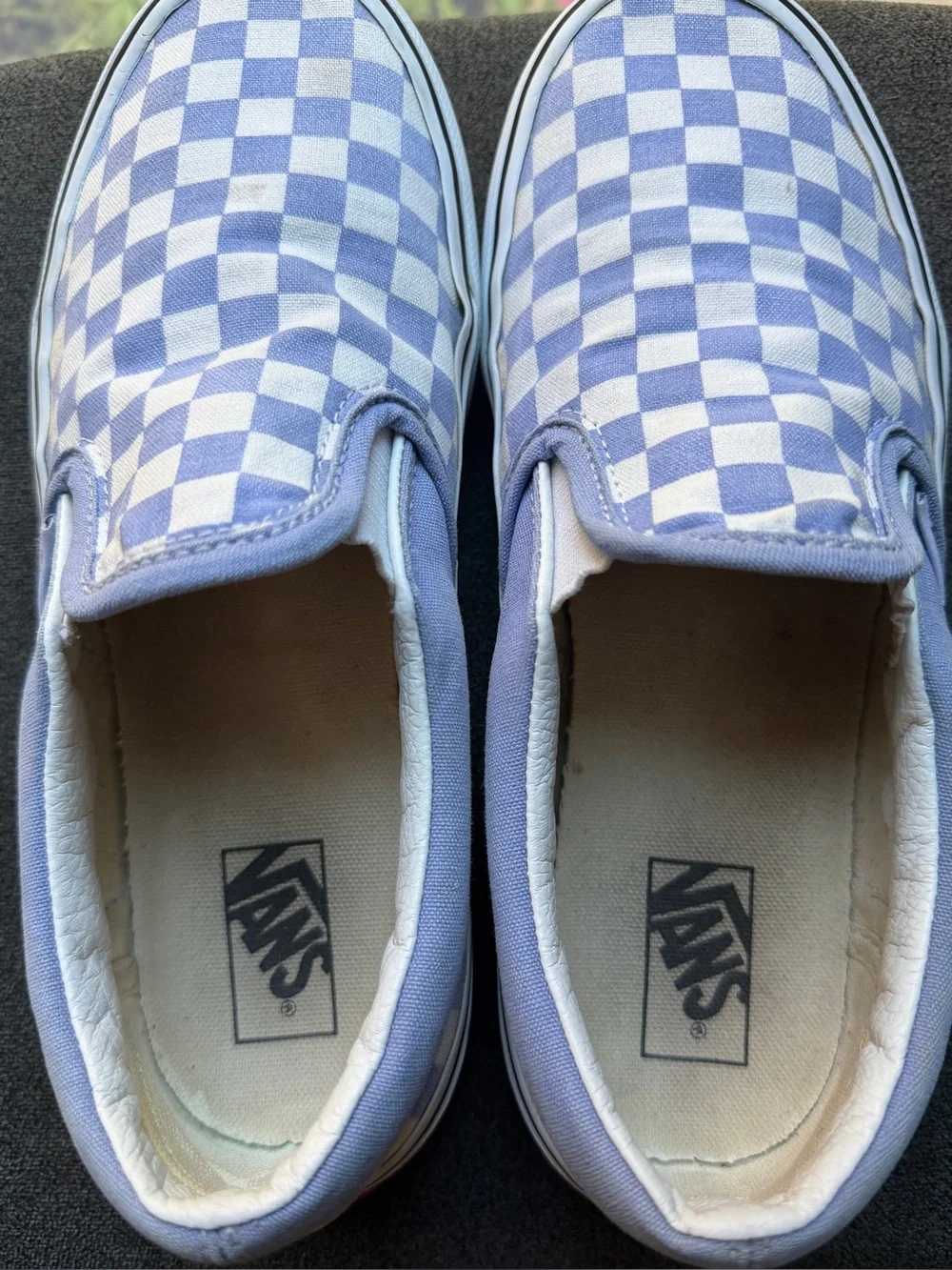 Vans Classic Slip-On Checkerboard Lavender White Canvas Sneakers Women's 7